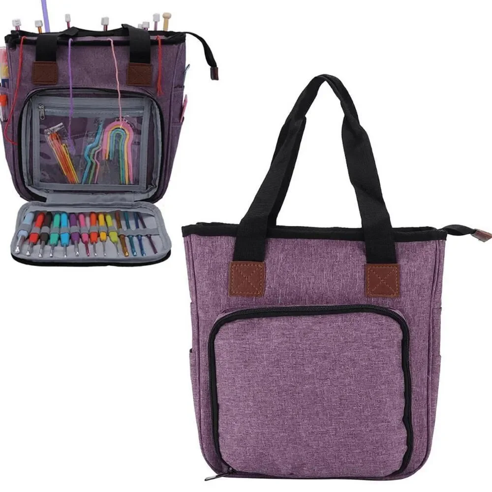 Knitting Bag Yarn Tote Organizer Womens Crochet Storage with Inner Dividers New